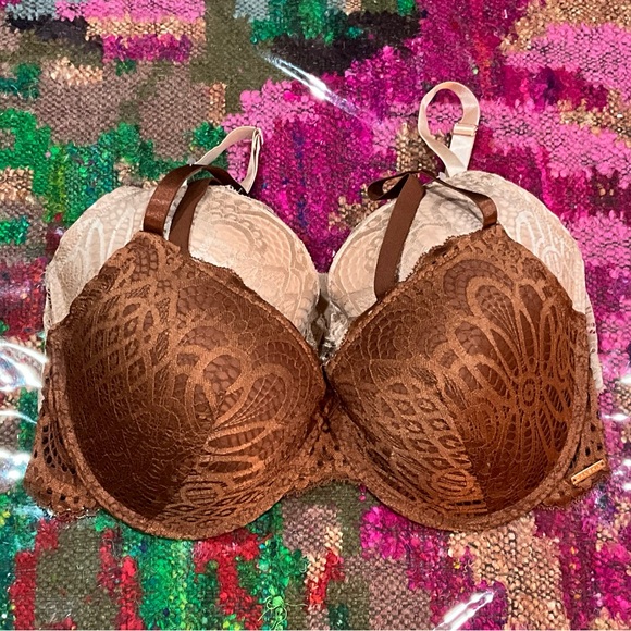Danskin Brown and Cream Lace Bra 38DD - Picture 1 of 9